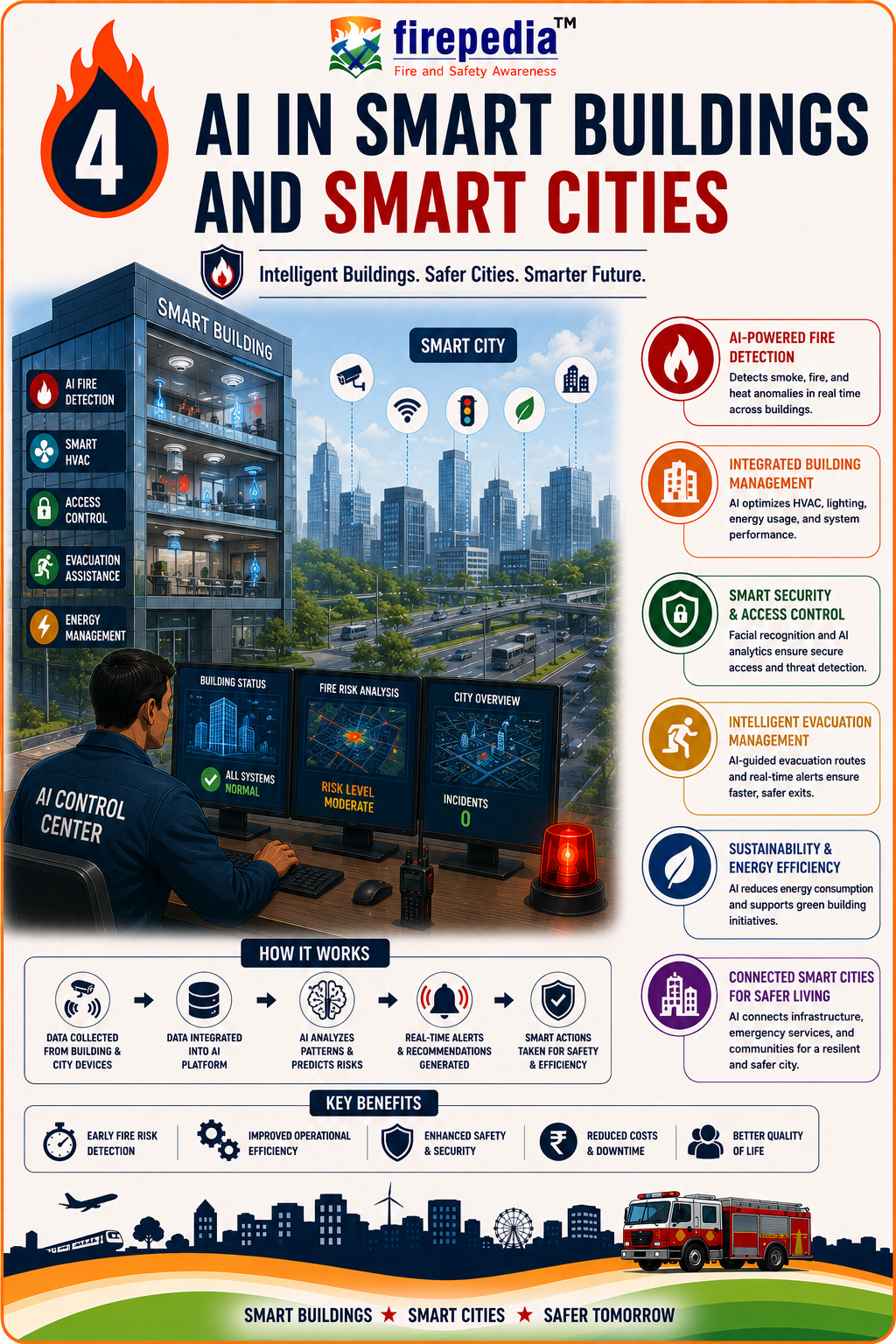 AI fire safety integration in smart buildings and smart cities