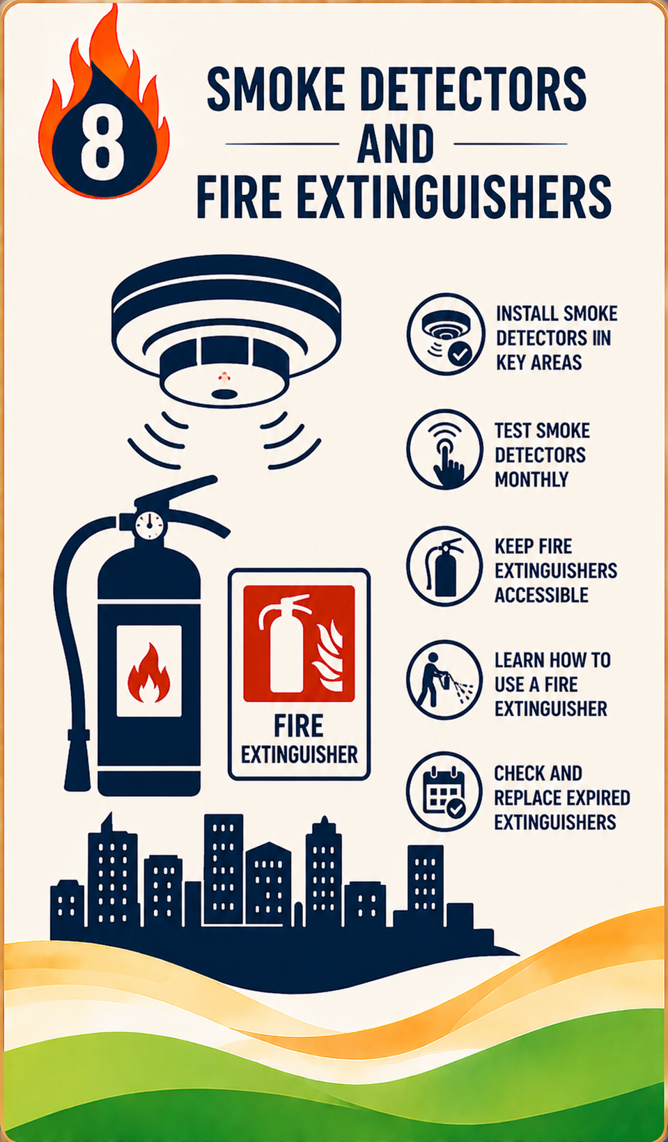 Smoke detectors and fire extinguishers