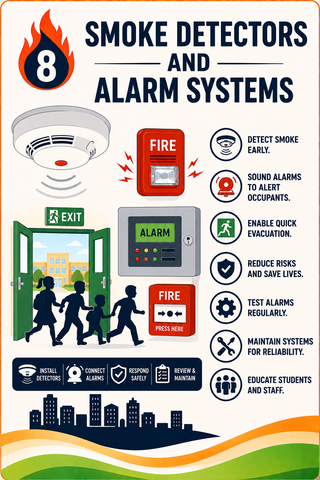 Smoke detectors and alarm systems in schools